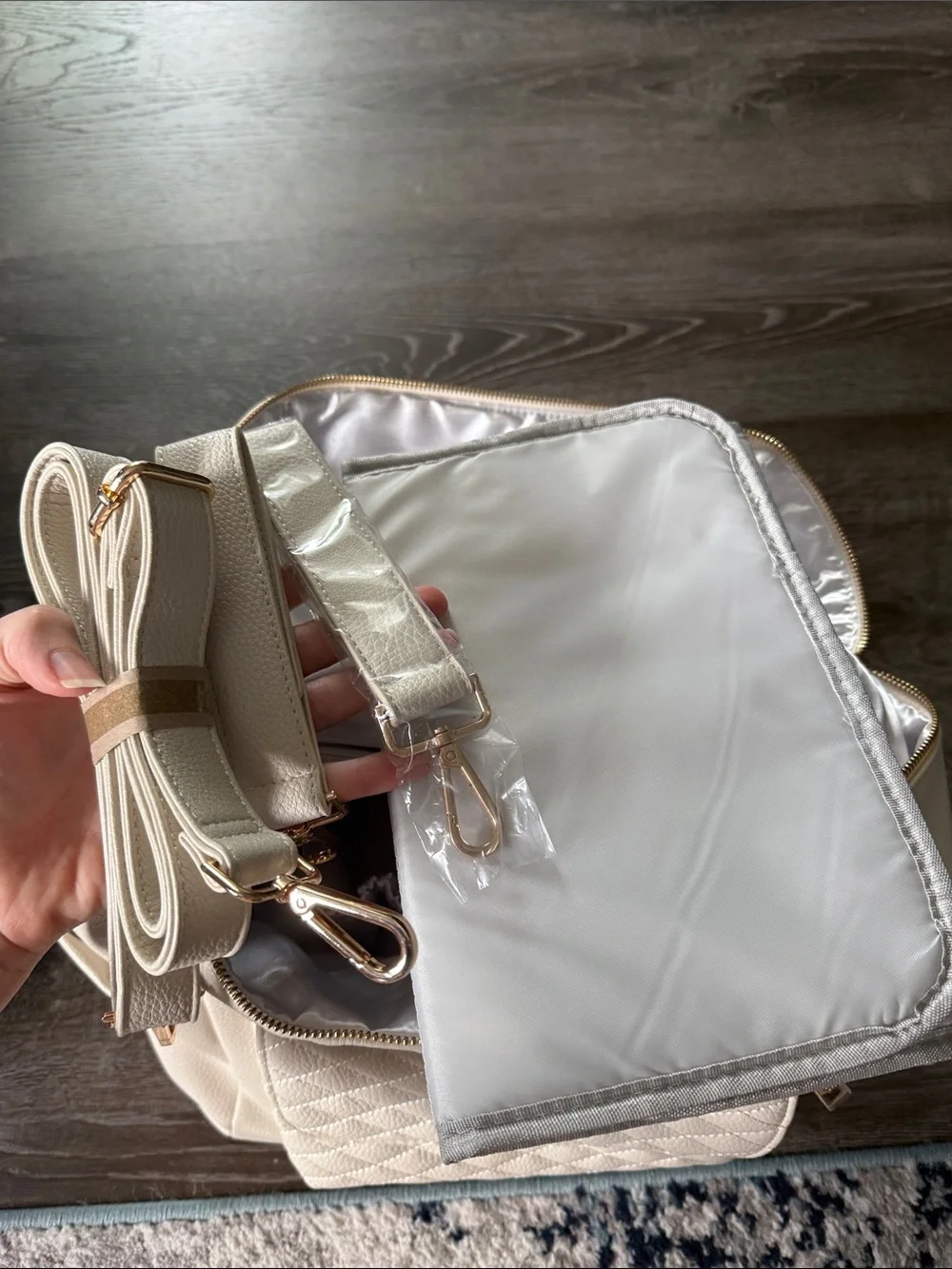 Luli Bebe- Monaco Diaper Bag Backpack - Pearl White